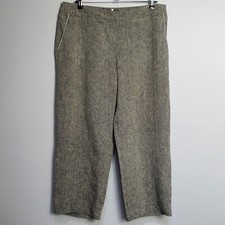 GIL BRET 100% Linen Wide Tapered Leg Trousers Capri Pants Flax Pockets UK 18