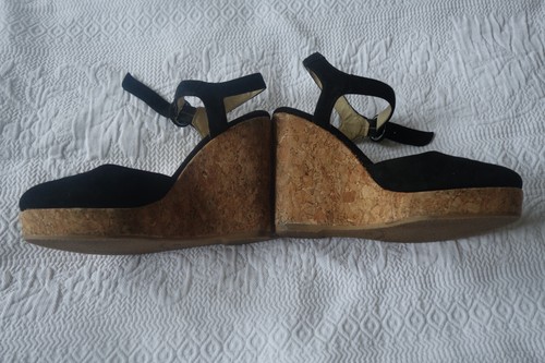 Hobbs black cork wedges - black,