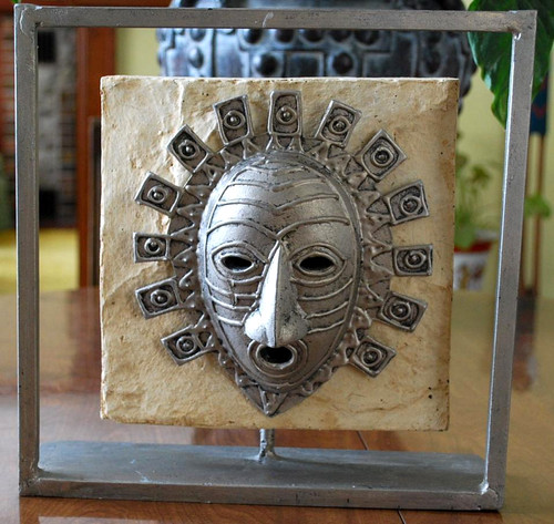 Vtg african tribal mask silver - vtg,