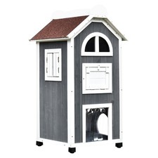 Pawhut wooden cat house - cat, condos