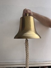 Large Antique Brass Ship’s Bell Wall Mounted With Bracket Loud Sound
