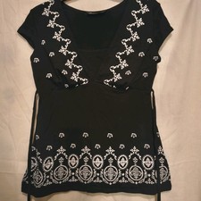 BHS Vintage Black vneck Top