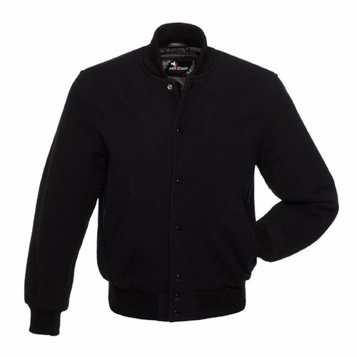 Black wool varsity letterman - black,