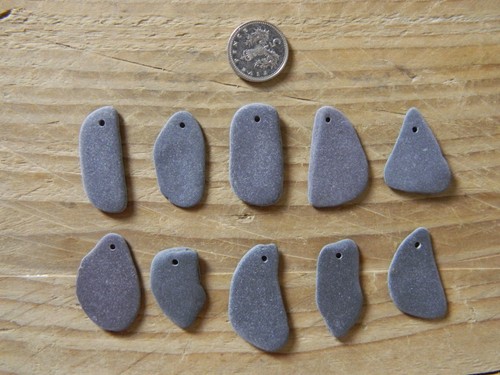 Drilled sea slate pieces - drilled,