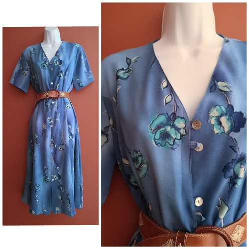 Vintage 90s blue floral midi