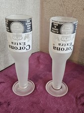 Pair of Corona Extra Half Pint Glasses Upcycled from Genuine Beer Bottles