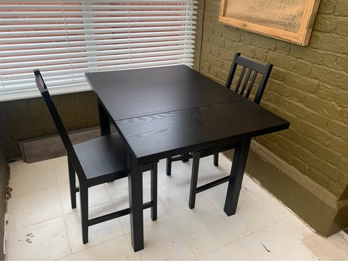 Ikea table and chairs black - table,
