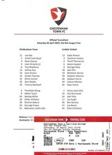 2024/25 Cheltenham Town v Carlisle United League 2 Teamsheet & Ticket 26th April