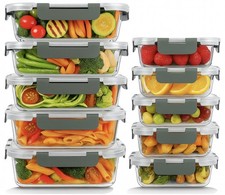 10 Pack Borosilicate Glass Containers With Lids - Glass Meal Prep Food Storage