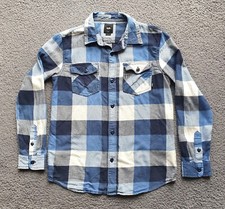 Vans Check Shirt Boys L Cotton Blue & White Lumberjack Plaid Outdoor Casual