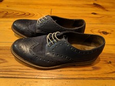 BERTIE MEN'S BLUE LEATHER & FABRIC BROGUES  SHOES VGC EU45 UK 10