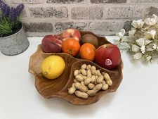 30cm Teak Wood Triple Bowl