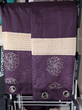 Dunelm Eyelet Purple And Cream Curtains