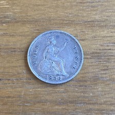 1836 Sterling Silver British Groat Coin William IIII .925 Great Details