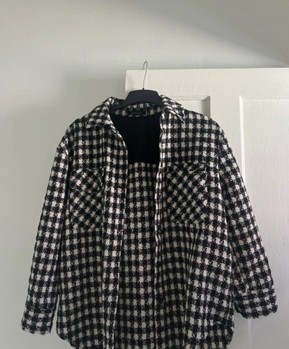 Houndstooth oversized shacket - oversized,
