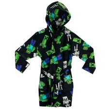 Minecraft Dressing Gown Kids Boys 5 6 7 8 9 10 11 12 13 Years Hooded Robe Green