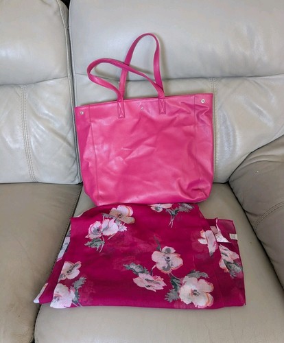 Joules pink faux leather tote - pink,