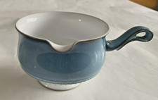 Denby Castile Blue Handled Footed Gravy Boat / Sauce Jug