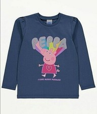 Girls Baby's Toddlers Peppa Pig Navy Puddle Slogan Top' I Love Muddy Puddles!