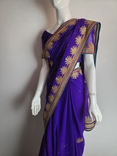 Purple Embroidered Sari Indian