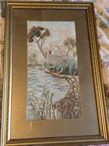 Vintage framed needlepoint - framed,
