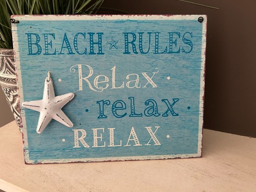 Beach rules wall hanging metal - wall,