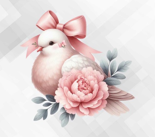 Floral white dove wall vinyl - white,