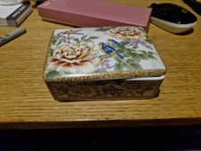 Decorative Ceramic  Trinket Box With Lid  ( 12 X 8.5 X 4.5 Cm ) Box J7