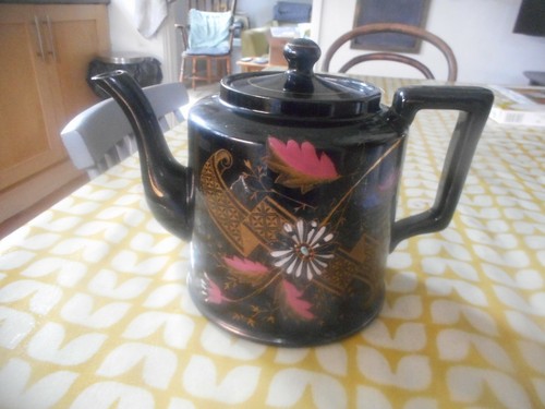 Old black teapot - teapot,, kitchenalia.