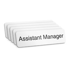 Assistant Manager Badges - White Aluminium - Pin Fitting - 70x20mm (Pack of 5)