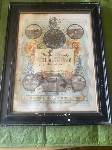 Ploughing society certificate - ploughing,