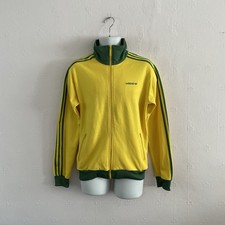 VINTAGE ADIDAS BRAZIL TRACK JACKET - M - YELLOW/GREEN - RETRO FOOTBALL