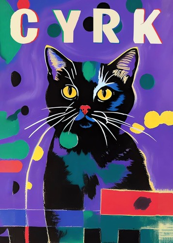 Black cat cyrk circus - black,
