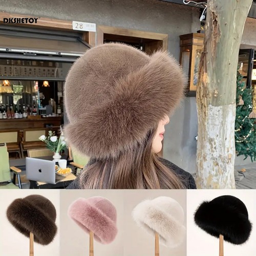 Women plush fur beanie - women, winter