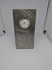 Miniature Quartz Mantle Clock Leaf Pattern Stamped To Rear