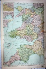 Original Old Antique Print Map