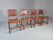 4 1930s Dining Chairs Oak and