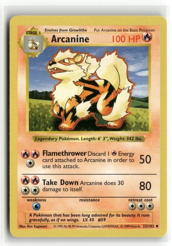 Arcanine 023 102 base - arcanine, 023/102