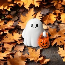 Ghost Figurine with Pumpkin