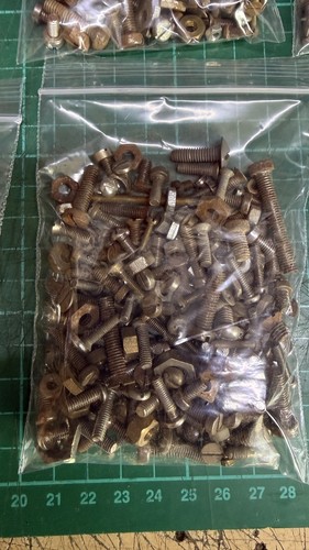 Vintage brass steel nuts - vintage, &