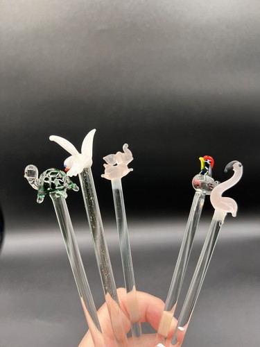 Blown glass swizzle sticks - glass,