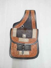 Premium Leather Western Horse Floral Craving With Classic Saddle Bag.