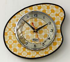 NEW 24cm Retro Style Wall Clock - Orange Formica Mid Century Vintage French Gift