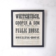 Antique C1878 Original Letter Press Poster Typography Framed Black White #101490