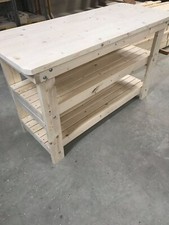 Wooden Work Bench With two Shelves in various Sizes