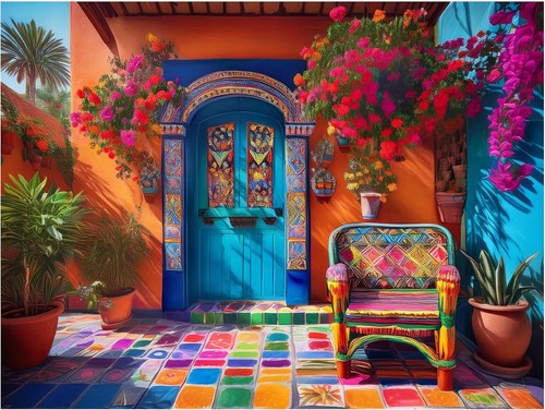 Tile mural colorful mexican - tile,