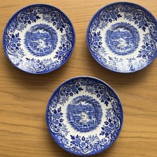 Three Vintage Broadhurst Staffordshire Ironstone Blue & White Saucers