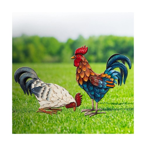 Shorayn metal rooster statues - metal,