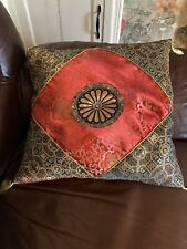 boho cushion Moroccan Ethnic Indian Style Red Gold Thread Satin Removable Cover