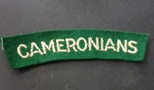 British Army - WW2 Cameronians - Scottish Rifles - Embroidered Shoulder Title.